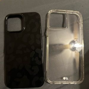 Black cheetah case and clear case mate case